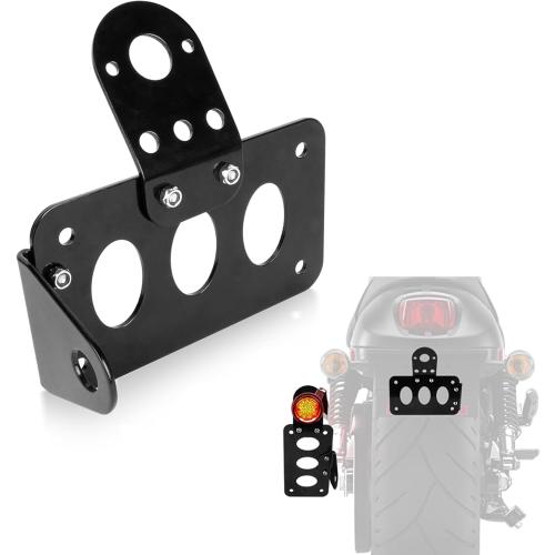 PSLER 3/4 Side Mount Motorcycle License Plate Bracket for Bobber Chopper Custom Bike Sportster Bobber Custom(Black)