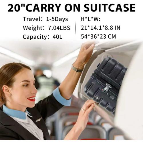 EMPSIGN Carry On Luggage with Spinner Wheels, Hard Shell Carry-On Expandable Suitcase 21x14x9 Airline Approved & Built-in TSA Lock, Durable Travel Rolling Suitcase, Carry-On 20-Inch, Black