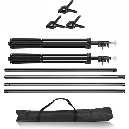 Backdrop Support Stand 6.4x10FT Photo Backdrop Stand Adjustable Photography Studio Background Support System Kit with Carrying Bag and 3 Clamps for Photo Video Shooting, Wedding, Party