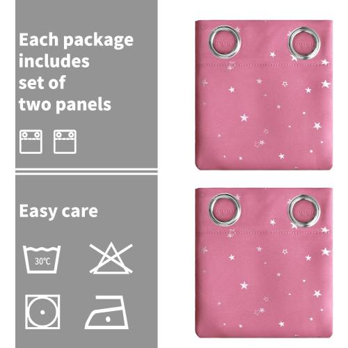 BGment Pink Blackout Curtains for Girls Bedroom, Sparkling Star Curtains Thermal Insulated Grommet Window Drapes for Dreamy Cute Princess Style Room Decor, Set of 2 Panels, 42 x 63 Inch