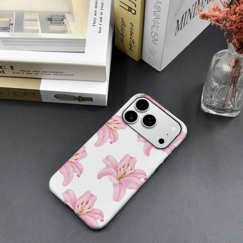 Case Compatible with iPhone 17 Pro - Hybrid Durable Shockproof Phone Cover,Cases for Woman Girl - Pink Lily Flower