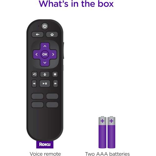 Roku Voice Remote | Replacement TV Remote Control with Voice Control, Simple Setup, & Pre-Set App Shortcuts - Compatible with Roku TV, Players, & Audio Devices
