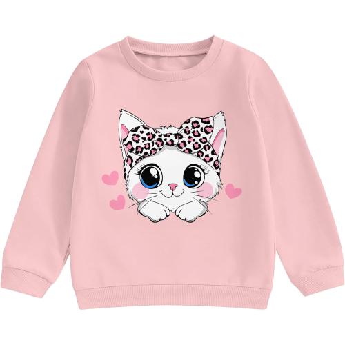 Girls Graphic Sweatshirts Crewneck Cute Cartoon Pullover Casual Long Sleeve Size 3-6Y Fall Winter Tops