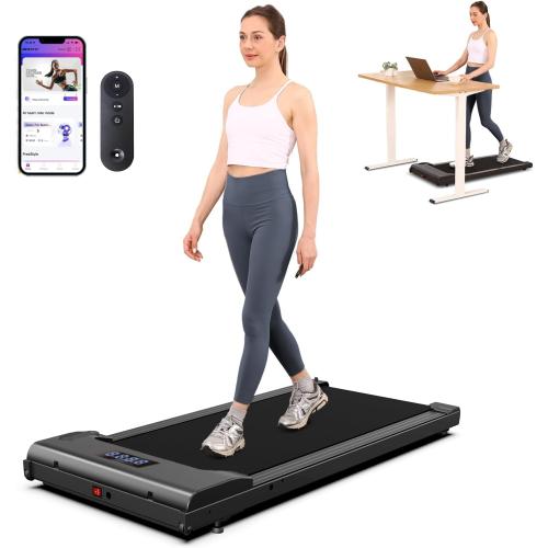 Lichico Walking Pad Under Desk Treadmill，Portable Small Treadmills for Home and Office，Super Quiet Brushless Motorized Walking Jogging Running Machine with Remote Control