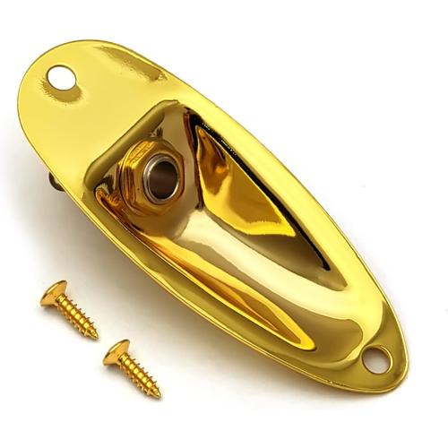 MAXCHEER Guitar Input Jack Socket Plate Output Loaded Boat Style 1/4 Inch with Screws for Fender Stratocaster Strat St Mono Electric Guitar for Electric Guitar Replacement Parts (Gold)