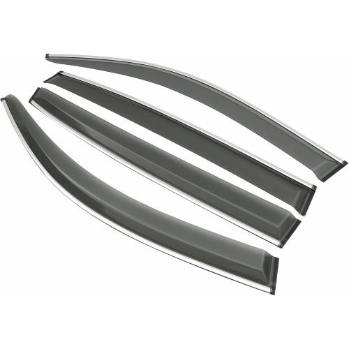 MotorFansClub 4PCS Window Visor Vent Fit for Acura MDX 4 Door 2014 2015 2016 2017 2018 2019 2020 2021 Window Deflectors Sun Rain Guard Smoke Color with Chrome Trim