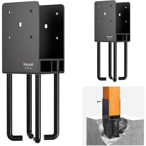 6x6 Concrete Post Anchor, Heavy Duty Stainless Steel Concrete Fence Post Holder with Air Flow Channe Post Base Bracket for Fence, Deck Railing,Pergola, 2Pack[Patent Pending]