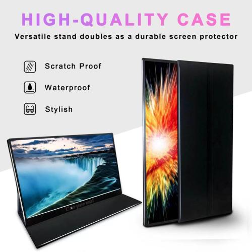 15.6inch FHD 1080P Portable Monitor with Cover and Speakers HDMI Gaming Ultra-Slim IPS External Screen for PC Phone Mac Laptop Display Game Xbox PS4/5 Switch
