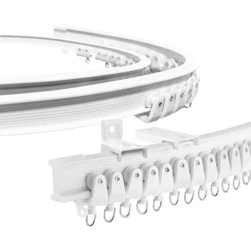 Plastic Curved Curtain Track – 5M Flexible Bendable White Ceiling Mount Rail for Room Divider, Shower, Bathroom, Drop Ceiling Installation