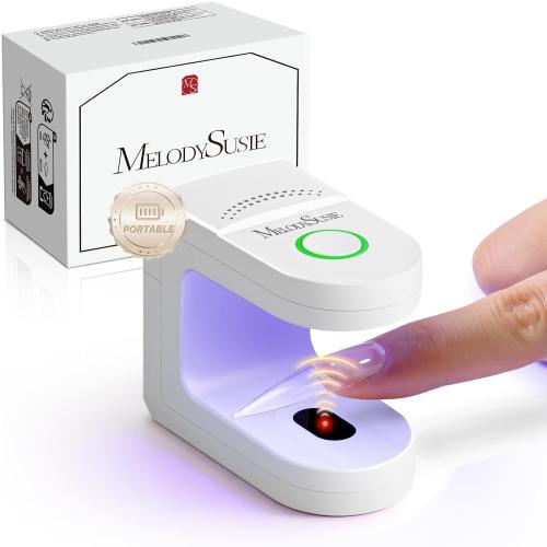 MelodySusie Mini UV Nail Lamp P-ART04G for Single-Finger Quick Touch-Ups | Cordless, Smart Sensor, 30s/60s Timers, Flash Cure Rhinestone Glue, Gel-X