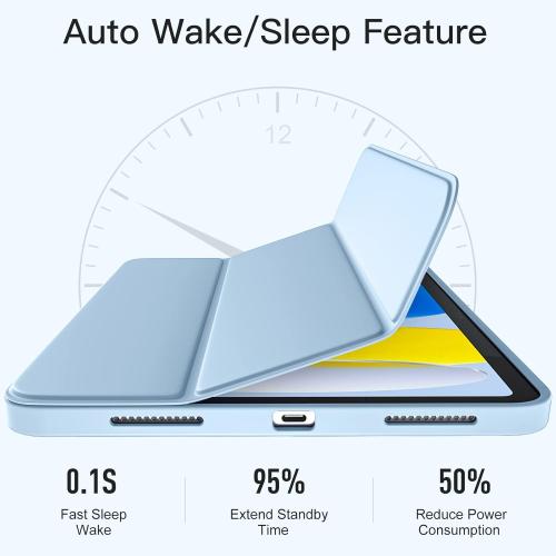 Akkerds Compatible with iPad (A16) 11th Generation Case 11 Inch 2025, for iPad 10th Generation Case 10.9 Inch 2022 with Pencil Holder, Slim Trifold Stand Protective Cover with Soft TPU Back, Sky Blue