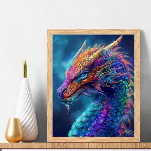Natuyalo Paint by Numbers Kits for Adults Colorful Dragon Paint by Number for Adults Beginner Animal Drawing Paintwork with 3 Paintbrushes Acrylic Canvas Painting 16x20 Inch