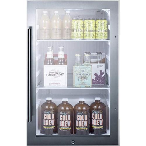 19” Beverage Center, 3.13 cu.ft. Capacity, Shallow Depth, Outdoor Refrigerator, Stainless Steel, Glass Door- SPR489OSCSS