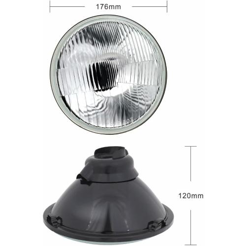HMCYCI 7 Inch H6024 Round Headlight Sealed Beam Glass Housing   H4/9003 LED Headlight Bulbs,Interchange: H6024 6014 7 INCH Round 7inch 7in 178 mm 178mm PAR 56, Pack of 4