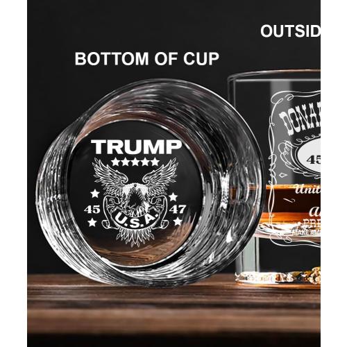 Donald Trump Laser Engraved 10.5 oz. Whiskey Glass,Trump For Presidency, Poilitical Gift, 45-47, Bourbon Rock Glass Made in the USA