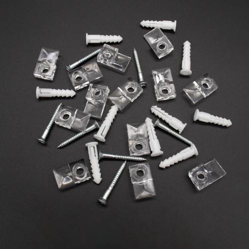 22 Sets of Mirror Holder Clips Kit,Crystal Clear Plastic Mirror Clip,Mirror Holder Clips Glass Retainer Clips Kit,Mirror Hanging Kit with Screws and Fixed Mirror Box Door(Classic Style)