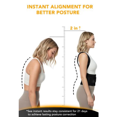 Posture Corrector for Women & Men, Back Brace Advanced Full Back Support for Upper & Lower Back Pain Relief, Spine, Neck, and Hump, X-Style Medical-Grade Lumbar Support System with Adjustable Shoulder Straightener and Breathable Design for Long Sitting an