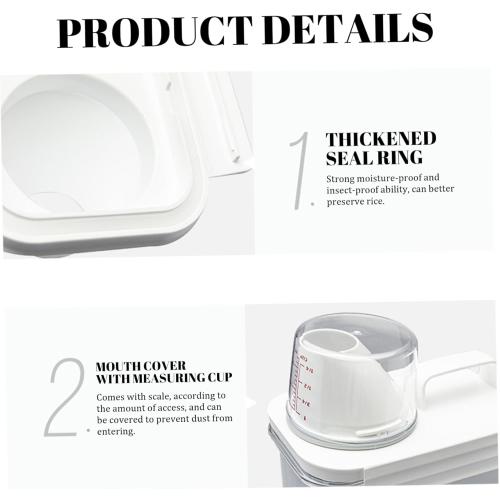 Container Sets, Rice Container, 2PCS 1100ml Airtight Cereal Storage Container with Measuring Cup & Pour Spout, Clear Plastic Rice Holder, Grain Dispenser with Handle for Flour, Sugar, Candy, Oatmeal