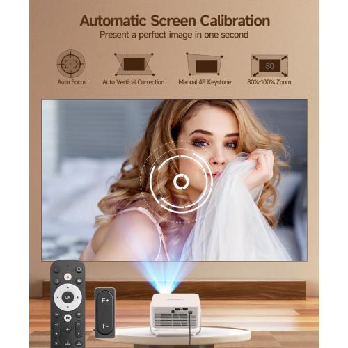 Magcubic Mini Projector with Wifi and Bluetooth, Smart Portable Projector, 260 ANSI & 2K Support, Auto Focus & Keystone, 180° Rotatable Portable Movie Proyector for Home Outdoor HY300GT