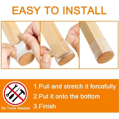 VIUME 24 Pcs Chair Leg Floor Protectors for Hardwood Floors Silicone Covers to Protect Wood Tile Floors Felt Pads Furniture Leg Caps Anti-Scratch Reduce Noise (Fit:1.3-2)