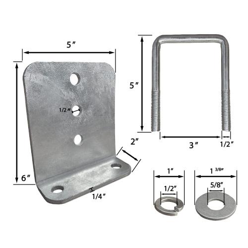 8 Pack 6 Galvanized L-Type Bunk Bracket Kit for Boat Trailer, fits 3x3 Cross Members, Heavy Duty (8 Pack)