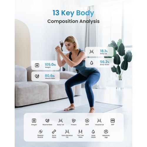 Color Black RENPHO Smart Scale for Body Weight, Digital Bathroom Scale BMI Weighing Bluetooth Body Fat Scale, Body Composition Monitor Health Analyzer with Smartphone App, 400 lbs - Elis 1