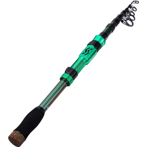 Sougayilang Green 3.0m, 9.84Ft Telescopic Fishing Rod - 24 Ton Carbon Fiber,CNC Machined Reel Seat, Comfortable EVA Handle, Travel Fishing Rod for Bass Trout Fishing