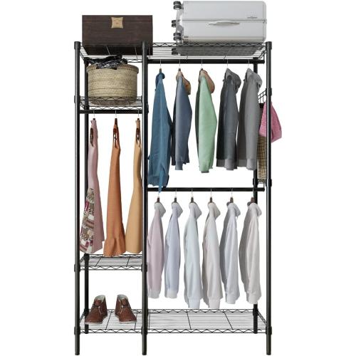 Clothing Racks For Hanging Clothes Rack Portable Closet Garment Coat Rack With Shelves, Hanger Stand Wardrobe Closet,Portable Clothing Rack for Hanging Clothes, Closet Organizers and Storage System
