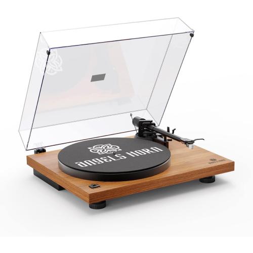 Vinyl Record Player, ANGELS HORN Turntables for Vinyl Records, Built-in Phono Preamp, Belt Drive 2-Speed, Adjustable Counterweight, AT-3600L, No Bluetooth