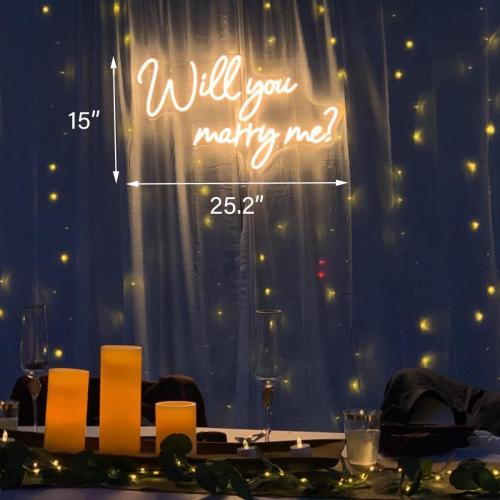 Will You Marry Me Neon Sign 25.2×15 Warm White with Lights for Proposal Wedding Decorations Large Marry Me Sign for Engagement, Romantic Neon Sign Wall Art for Wife (25 x 15)