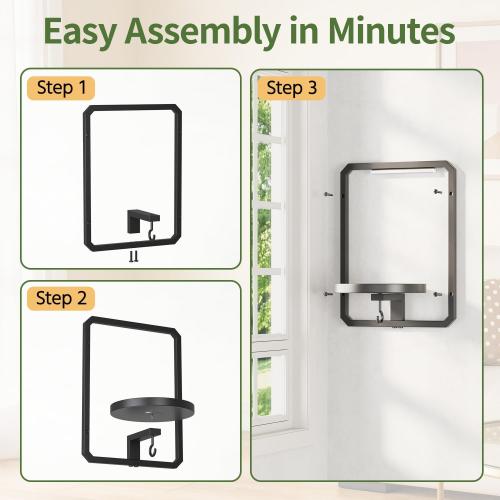 LASZOLA Plant Picture Frame Holder Shelf Wall Window Indoor, 2 Pcs Black