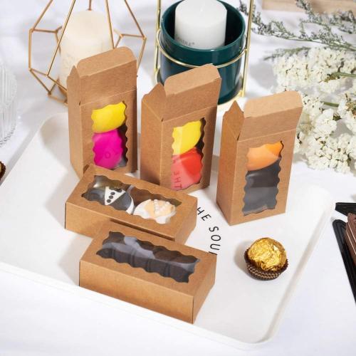 JCXGRVC small treat boxes with window - 35pcs candy box for chocolate & bakery treats - 4.17 x 2.16 x 1.37 inches small bakery boxes