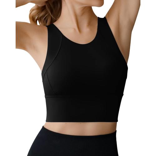 EXTRA LARGE Ama Larsi High Neck Sports Bra for Women Longline Medium Impact Workout Crop Tank Tops Wirefree Padded Yoga Bra Gym