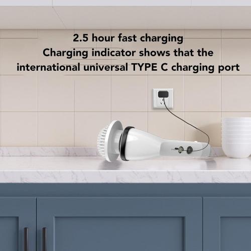 Electric Spin Scrubber for Cleaning, High Speed Motor, Cordless Cleaning Brush, Detachable Handle, Metal Extension Pole, Easy to Clean, for Floors, Furniture, Bathrooms, Kitchens