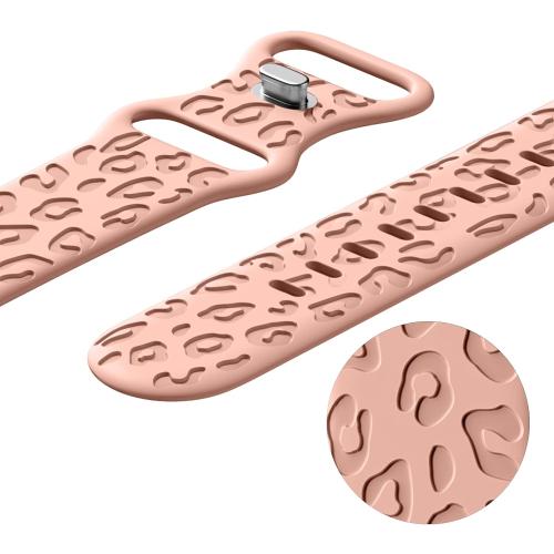 4Pack Leopard Engraved Bands Compatible with Apple Watch Band for women 40mm 41mm 42mm 38mm 44mm 45mm 46mm 49mm, Soft Silicone Cheetah Sport Strap for iWatch Series 10 9 8 7 6 5 4 3 2 1 Ultra/2 SE