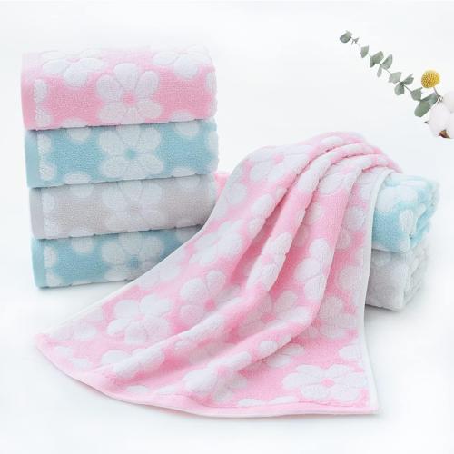 Pidada Hand Towels Set of 2 Floral Pattern 100% Cotton Soft Absorbent Decorative Towel for Bathroom (Pink)