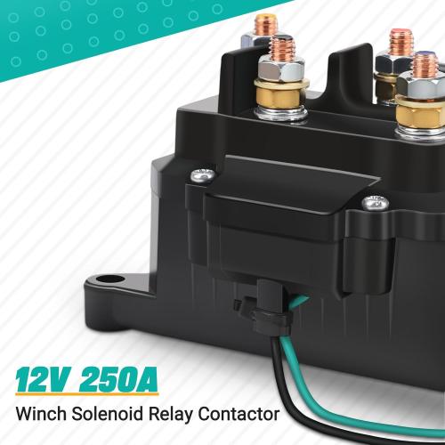 KanSmart Winch Solenoid Relay Contactor 12V 250A Winch Relay Thumb Truck for ATV UTV Boat 4x4 Vehicles 3000-5000lbs Winch with 6 Protecting Caps - Replacement 63070 62135 74900 2875714 70715