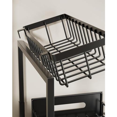 Black Under Sink Organizer, Pull Out Cabinet Storage Organizers 2 Tier Slide Out Sink Shelf Cabinet Storage Shelves, Storage for Kitchen Bathroom