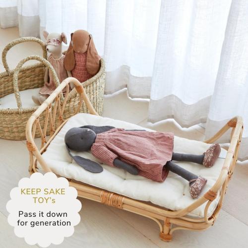 BEBE BASK Premium Baby Doll Bassinet - Handcrafted & Award-Winning Seagrass Moses Basket - Doll Carrier with Luxe Mattress