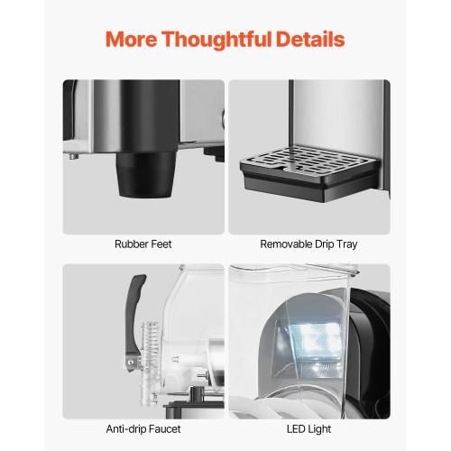VEVOR Commercial Slushy Machine, Single Tank Frozen Drink Machine, Stainless Steel Margarita Smoothie Frozen Drink Maker, Slushie Maker for Home Party Restaurants Cafe Bars