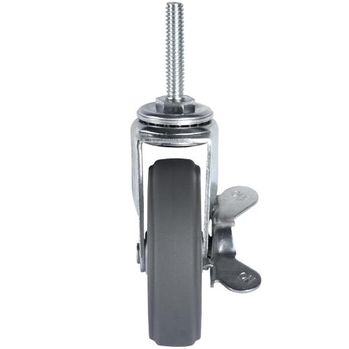 Set of 4 Size 3 inch Finnhomy Caster Wheels 3 Inch Set of 4 Heavy Duty Threaded Stem Casters 5/16-18x1-1/2 Swivel Rubber Industrial Castors Locking Wheels for Wire Shelving/Furniture/Carts Load Bearing 720 Lbs Gray