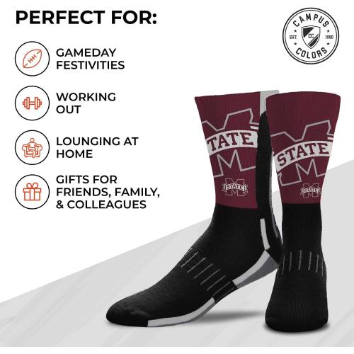 Size MD for Bare Feet NCAA Adult State and University Crew Socks - Polyester blend - Unisex - High-performance socks provide