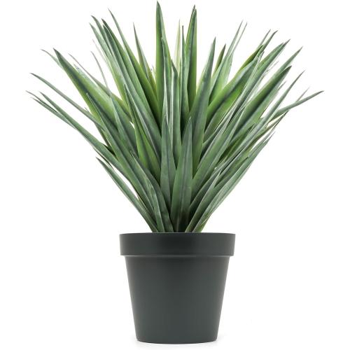 Velener Artificial Agave Plant in Black Pot with Real Stone Pebbles, Large Fake Agave Plant for Indoor and Outdoor-22 inches Tall, 105 Leaves