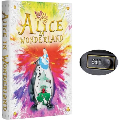 Fake Book Box - Small Safe Box with Combination Lock - Hidden Safe in Plain Sight - Diversion Safes - Secret Safes (Alice) (Large)