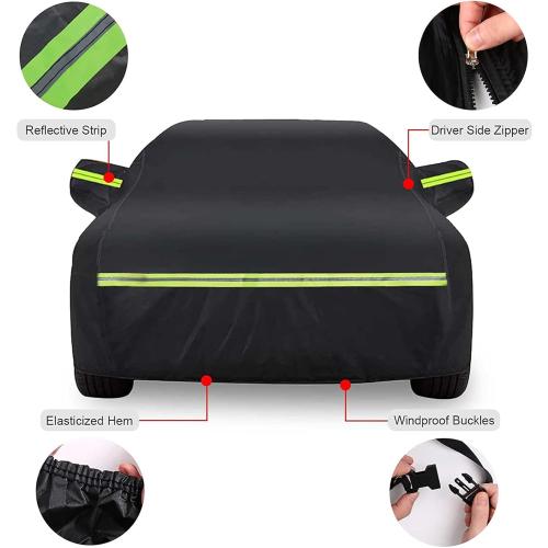 Color Black Waterproof Car Cover Replace for 2015-2025 Tesla Model X, All Weather Model X Covers with Zipper Door, Ventilated Mesh & Charging Port for Snow Rain Dust Hail Protection