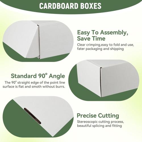 12x9x4 Shipping Boxes Set of 5, White Corrugated Cardboard Box Literature Mailer