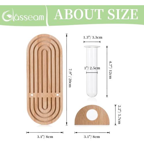 Glasseam Hanging Plant Propagation Stations: Rustic Wall Planter Set of 4 Planters for Indoor Plants Wood Plant Holder Decorative Glass Terrarium Test Tube Propogation Vase for Home Office Decor