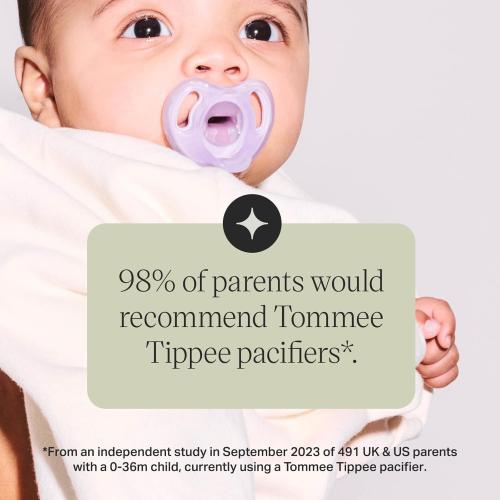 Tommee Tippee Ultra-Light Silicone Pacifier, 0-6 Months, Symmetrical One-Piece Design, BPA-Free Silicone Binkies, Blue/Green/Clear, Pack of 4 ‼️ ( THE ITEM DOESN’T HAVE THE PACKAGE )‼️