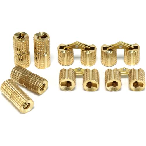 8Pcs Brass Barrel Hinges Hidden Invisible Cabinet Furniture Hinges, 8mm 180 Degree Opening Angle Concealed Furniture Hinges for DIY Jewelry Box Hand Craft