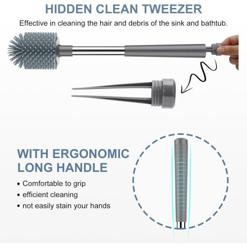 SetSail Silicone Toilet Bowl Brush and Holder Automatic Toilet Brushes for Bathroom with Holder Ventilated Toilet Cleaner Brush for Toilet Scrubber Cleaning - Grey